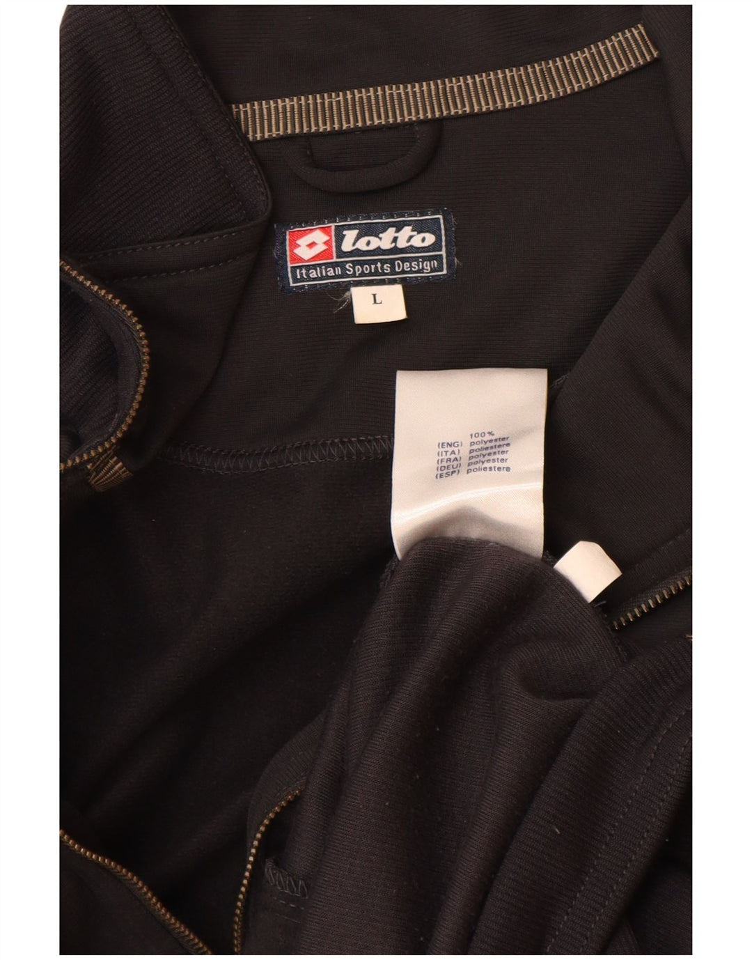 LOTTO Mens Tracksuit Top Jacket Large Black Polyester