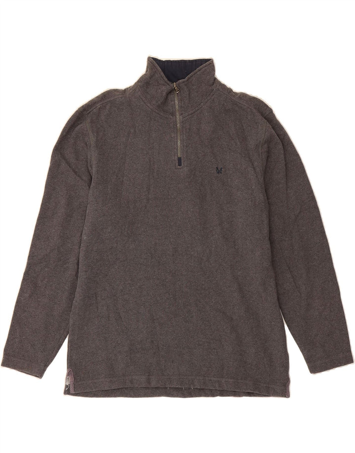 CREW CLOTHING Mens Zip Neck Sweatshirt Jumper Small Grey Cotton Vintage Crew Clothing and Second-Hand Crew Clothing from Messina Hembry 