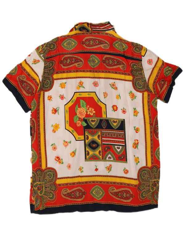 Vintage Womens Short Sleeves Shirt Dress UK 14 Medium Red Paisley