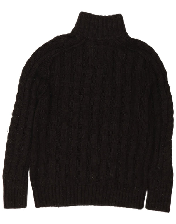 Superdry Mens Button Neck Jumper Sweater Large Black Acrylic