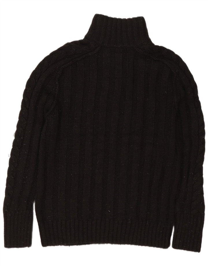Superdry Mens Button Neck Jumper Sweater Large Black Acrylic
