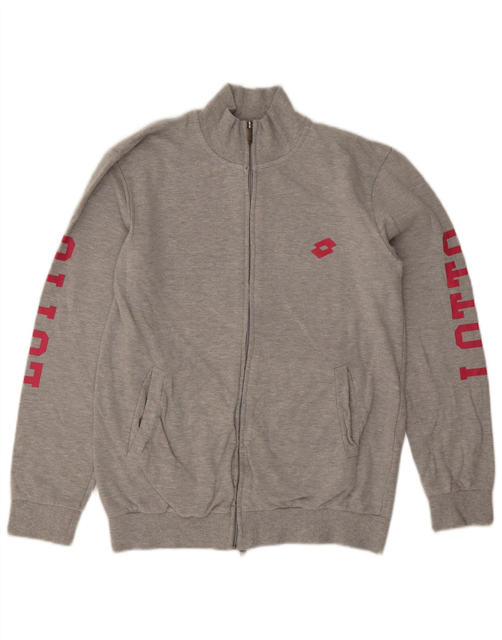 Lotto Womens Graphic Tracksuit Top Jacket UK 14 Medium Grey Flecked Cotton