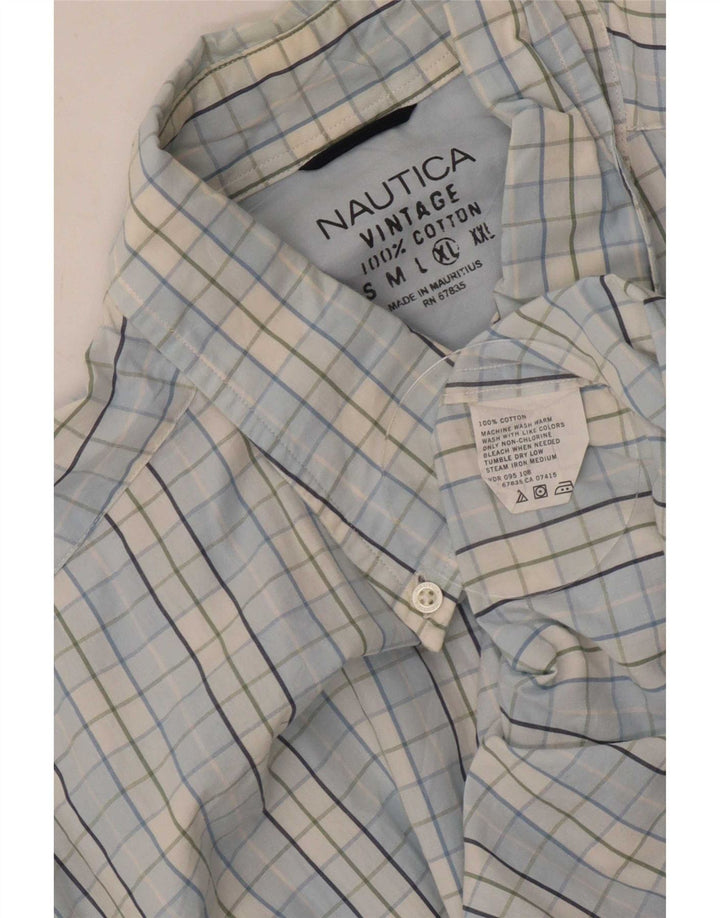 Nautica Mens Shirt XL Blue Check Cotton