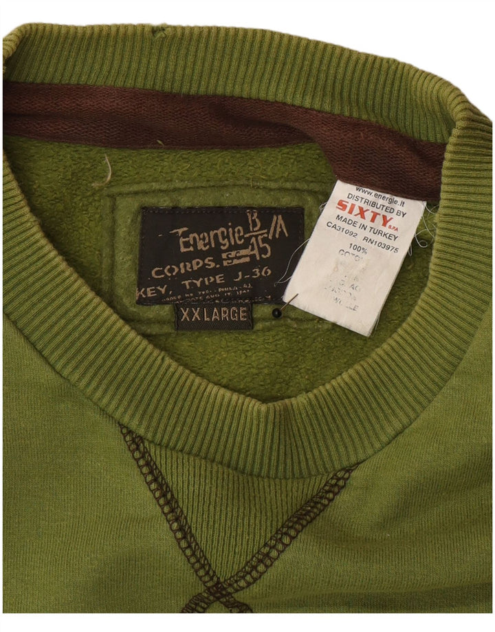 Energie Mens Sweatshirt Jumper 2XL Green Cotton