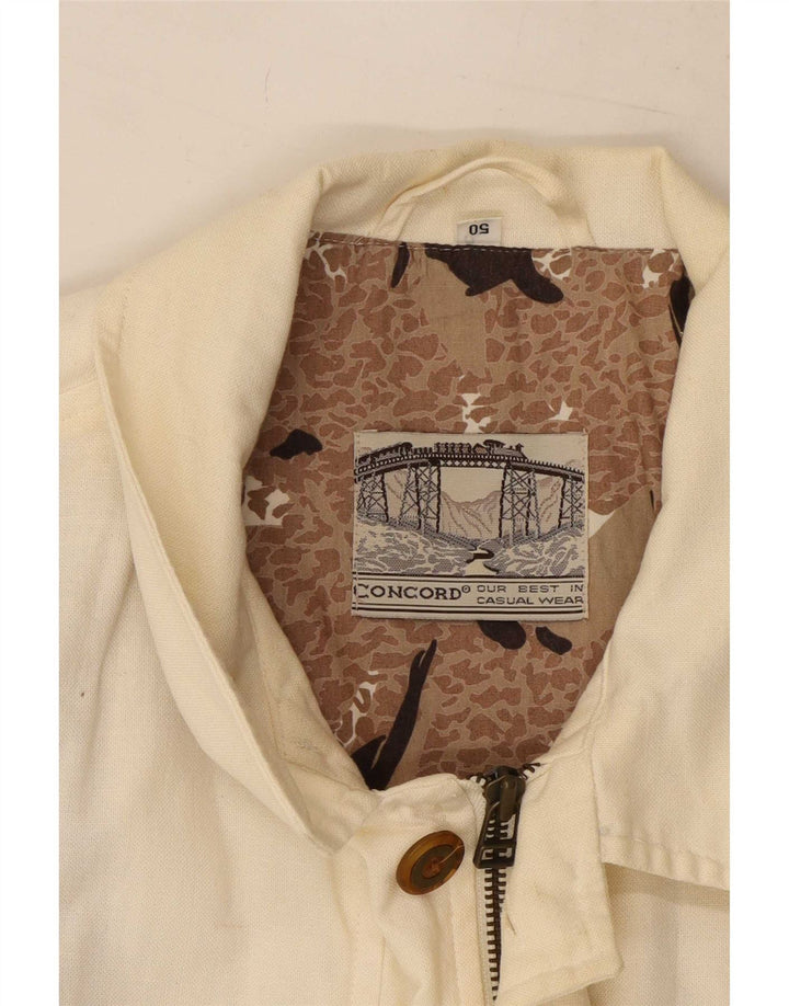 Vintage Mens Utility Jacket IT 50 Large Off White Cotton