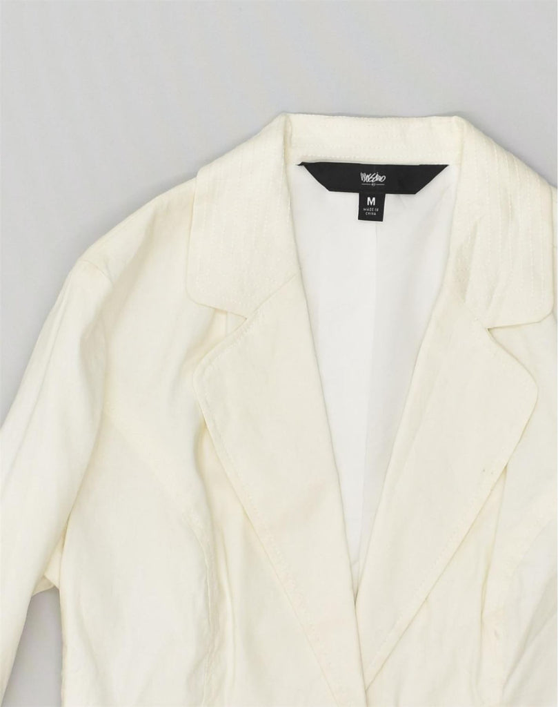 MOSSIMO Womens 2 Button Blazer Jacket UK 12 Medium White Cotton | Vintage Mossimo | Thrift | Second-Hand Mossimo | Used Clothing | Messina Hembry 