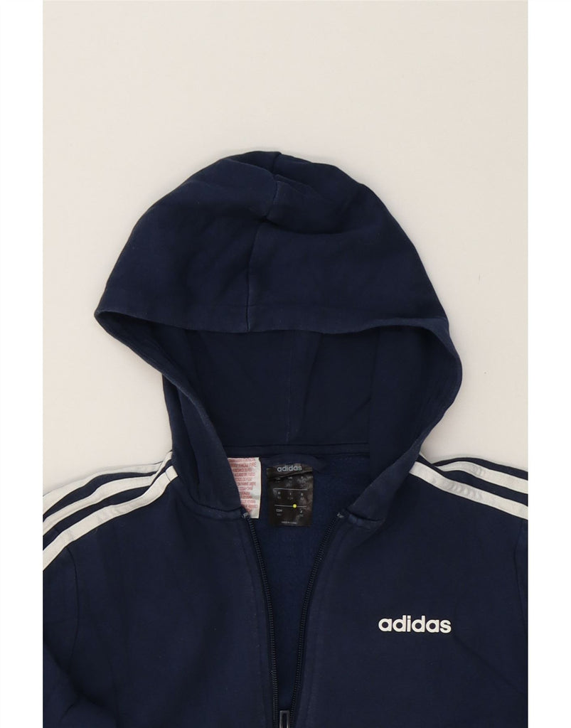 ADIDAS Boys Zip Hoodie Sweater 11-12 Years Navy Blue Cotton Vintage Adidas and Second-Hand Adidas from Messina Hembry 