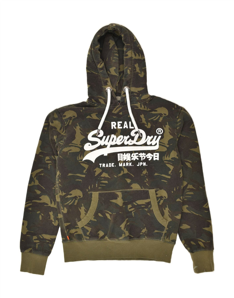 SUPERDRY Mens Graphic Hoodie Jumper Small Khaki Camouflage Cotton | Vintage Superdry | Thrift | Second-Hand Superdry | Used Clothing | Messina Hembry 