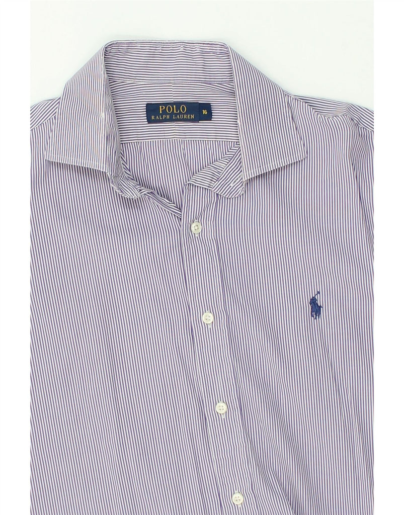 POLO RALPH LAUREN Mens Shirt Size 16 Large Purple Striped Cotton | Vintage Polo Ralph Lauren | Thrift | Second-Hand Polo Ralph Lauren | Used Clothing | Messina Hembry 