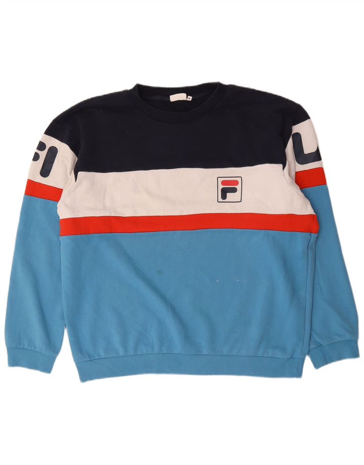 Fila Mens Graphic Sweatshirt Jumper XL Multicoloured Colourblock Cotton