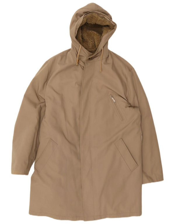 Vintage Mens Hooded Parka Jacket UK 40 Large Beige