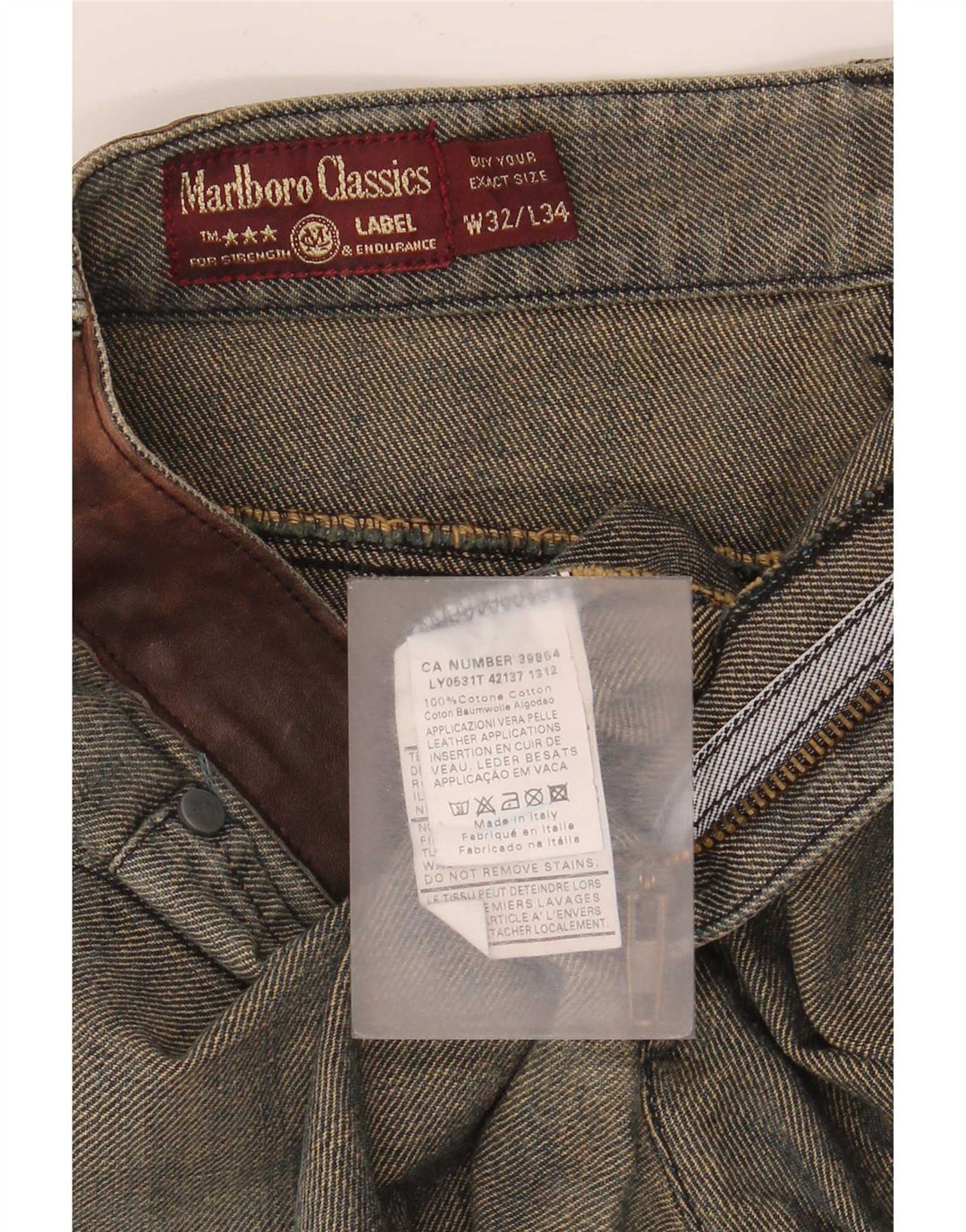 Marlboro Classics Mens Straight Jeans W32 L34 Grey Colourblock Cotton