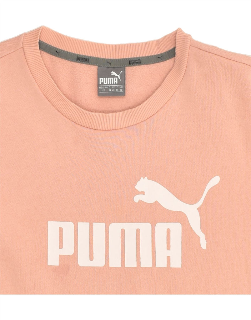 PUMA Womens Graphic Sweatshirt Jumper UK 10 Small  Beige Cotton | Vintage Puma | Thrift | Second-Hand Puma | Used Clothing | Messina Hembry 