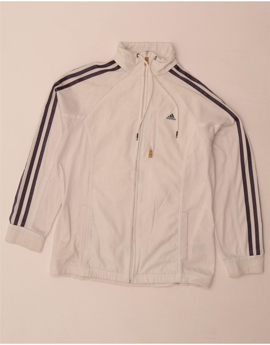 Adidas Womens Climalite Tracksuit Top Jacket UK 14 Large White Polyester