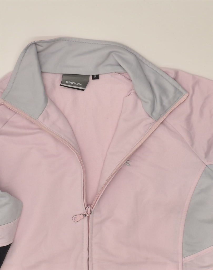 DIADORA Womens Loose Fit Tracksuit Top Jacket UK 10 Small Pink Colourblock | Vintage Diadora | Thrift | Second-Hand Diadora | Used Clothing | Messina Hembry 