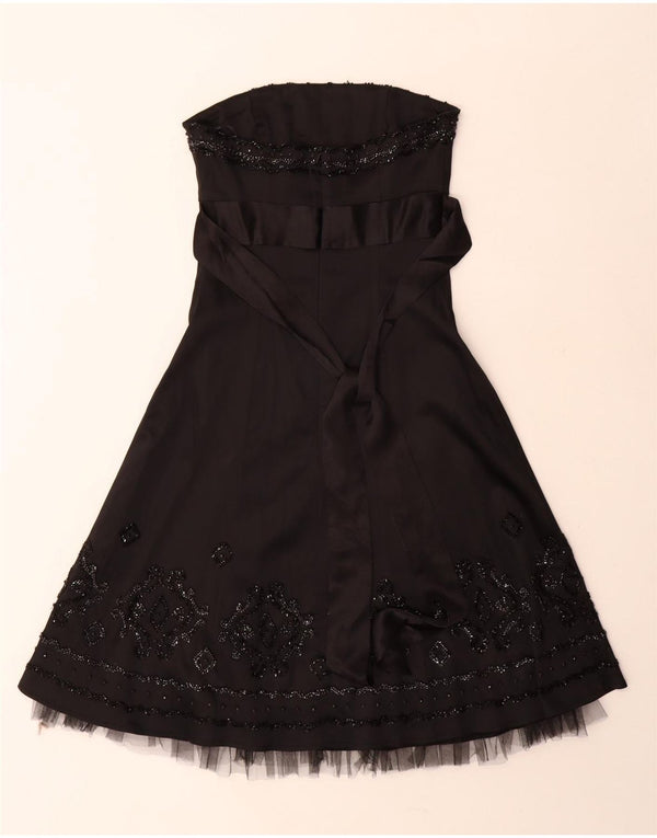 Warehouse Womens Strapless Dress UK 8 Small Black Acetate