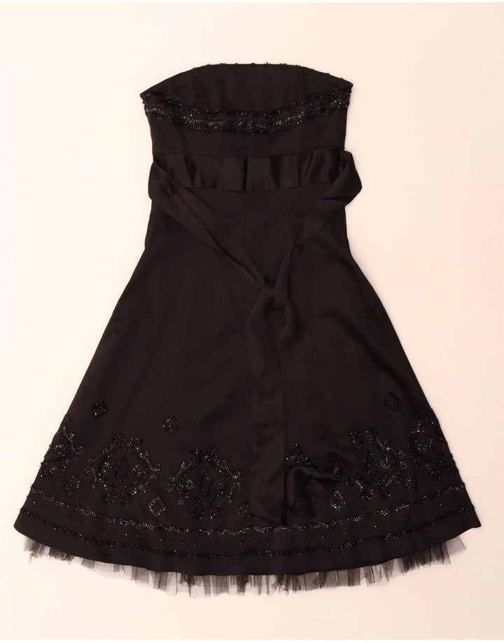 Warehouse Womens Strapless Dress UK 8 Small Black Acetate
