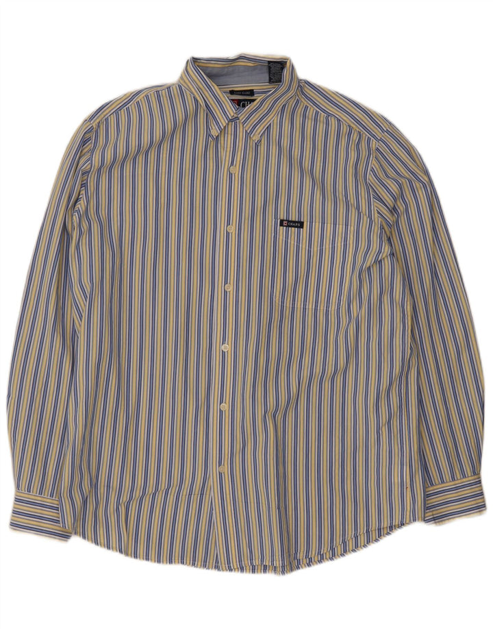 Chaps Mens Regular Fit Shirt Large Blue Striped Cotton