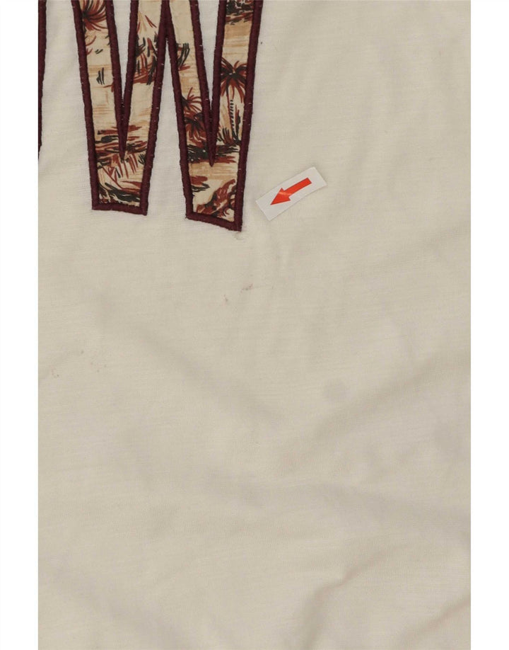 Benetton Mens Graphic T-Shirt Top Medium White Cotton