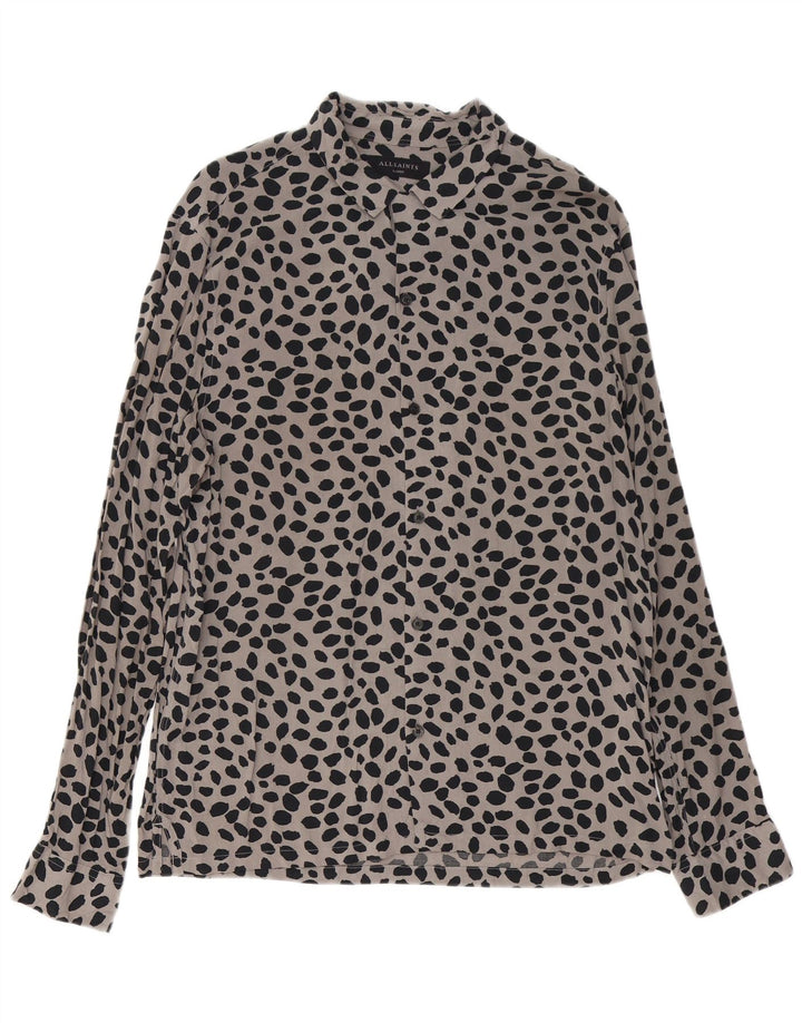 All Saints Mens Shirt Large Grey Animal Print Viscose