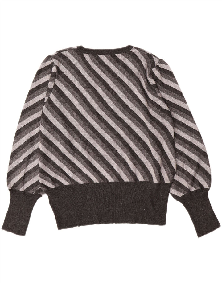 MARKS & SPENCER Womens Crew Neck Jumper Sweater UK 18 XL  Grey Striped