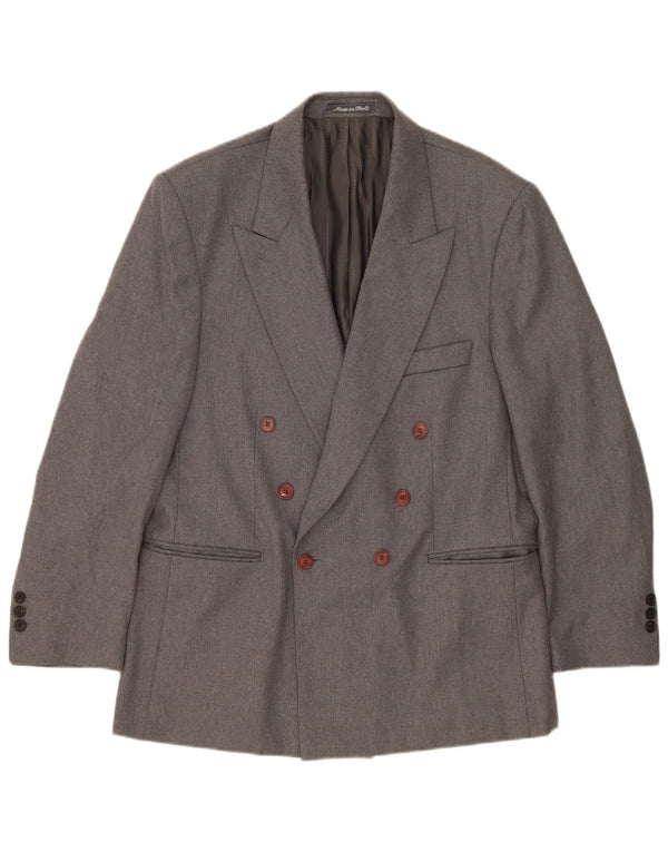 Mirage Mens Double Breasted Blazer Jacket IT 52 XL Grey Merino Wool