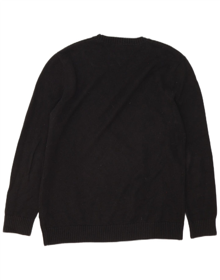 Tommy Hilfiger Mens Crew Neck Jumper Sweater Large Black Cotton