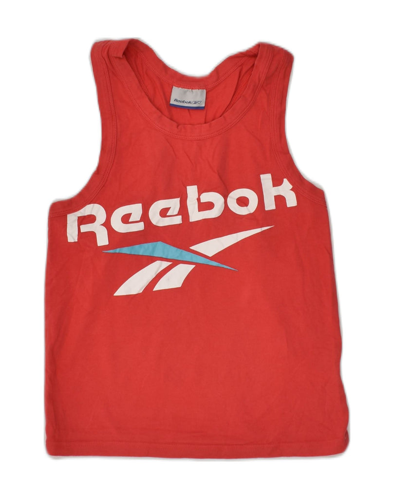 REEBOK Womens Graphic Vest Top UK 12 Medium Red Cotton | Vintage Reebok | Thrift | Second-Hand Reebok | Used Clothing | Messina Hembry 