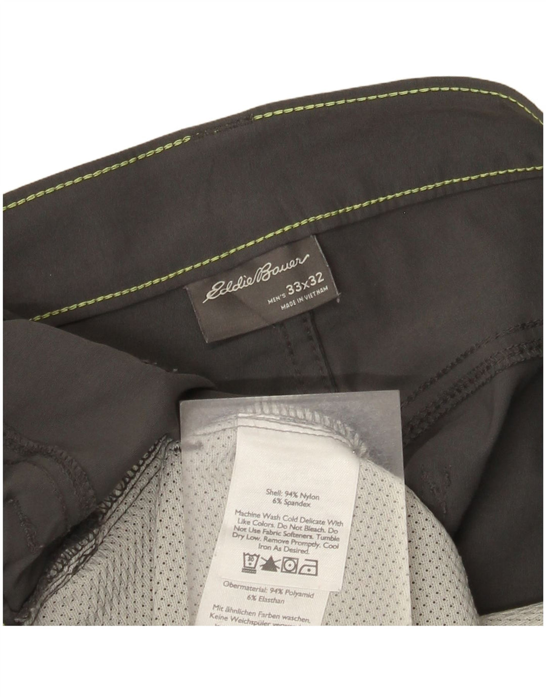 Eddie Bauer Mens Straight Casual Trousers W33 L32 Grey Nylon