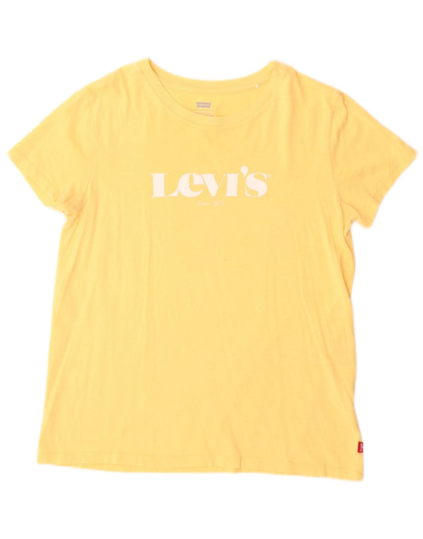 Levi's Womens Graphic T-Shirt Top UK 12 Medium Yellow