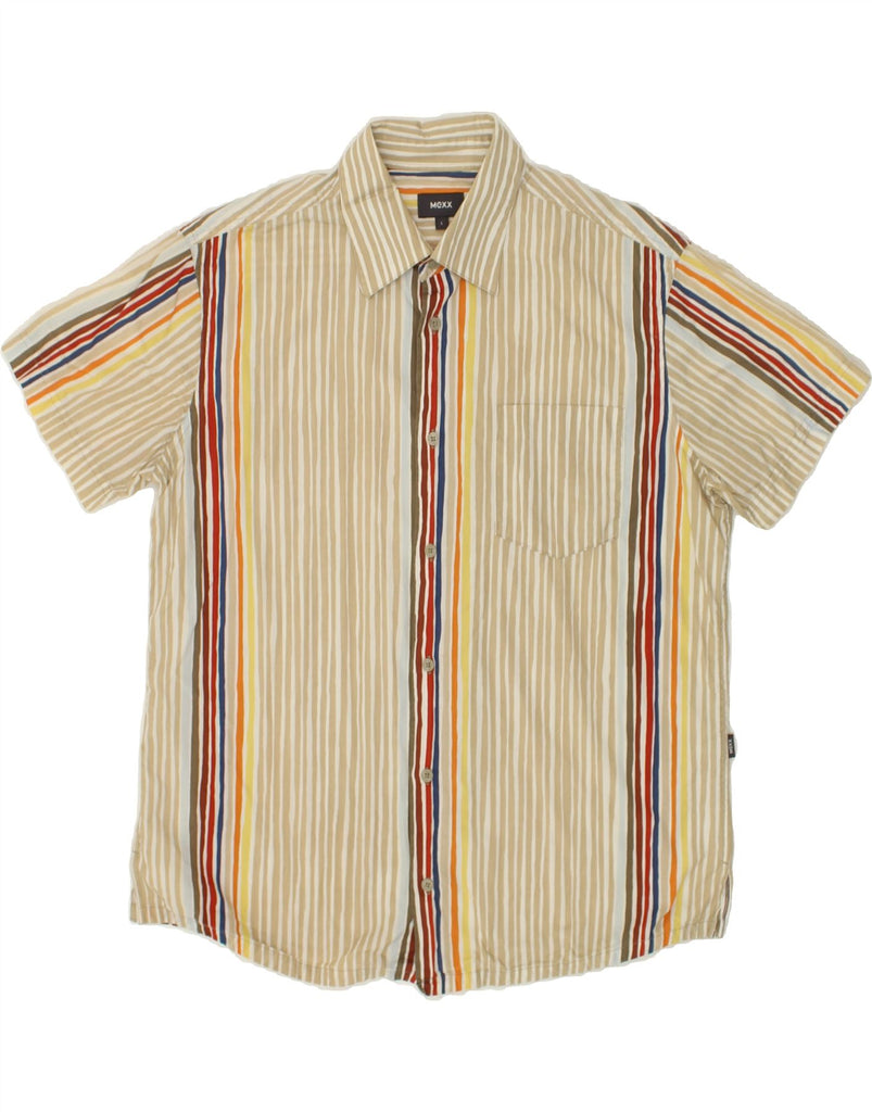 MEXX Mens Short Sleeve Shirt Large Beige Striped | Vintage Mexx | Thrift | Second-Hand Mexx | Used Clothing | Messina Hembry 