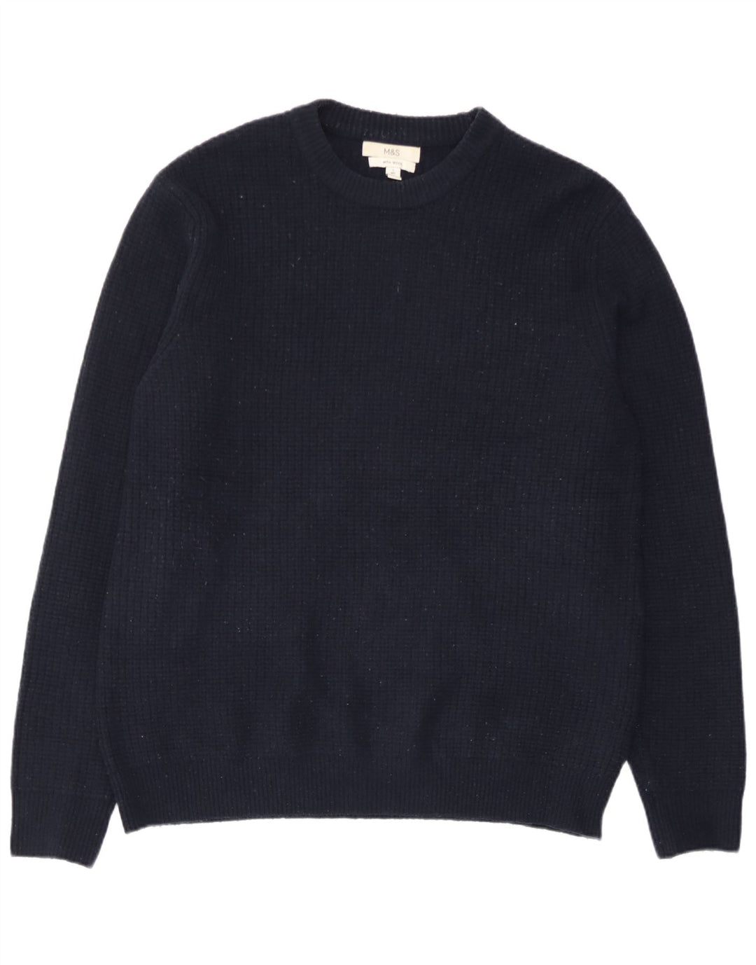 Marks & Spencer Mens Crew Neck Jumper Sweater Large Navy Blue Acrylic
