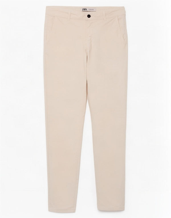 Zara Mens Skinny Chino Trousers EU 42 Large W32 L29 Off White
