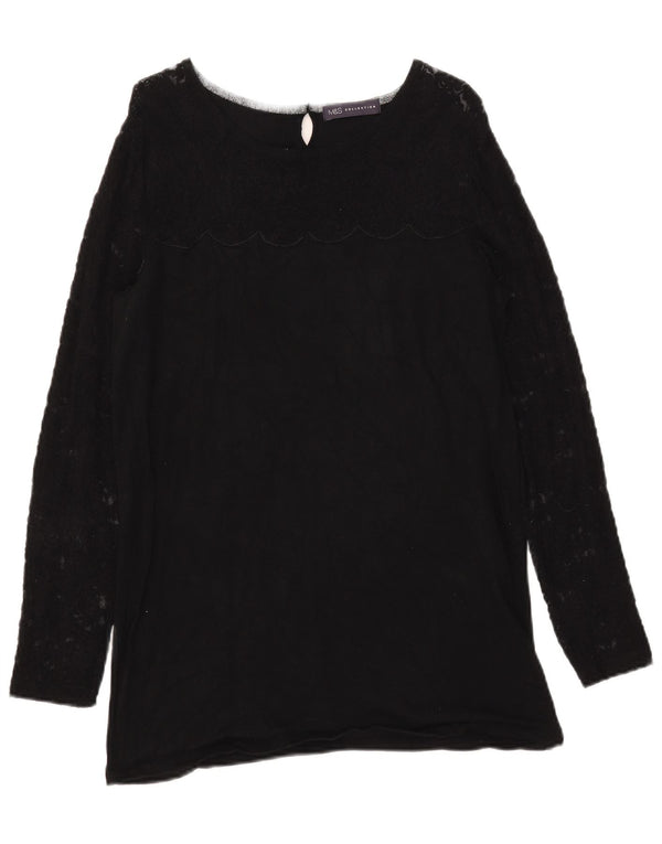 Marks & Spencer Womens Crew Neck Jumper Sweater UK 12 Medium Black