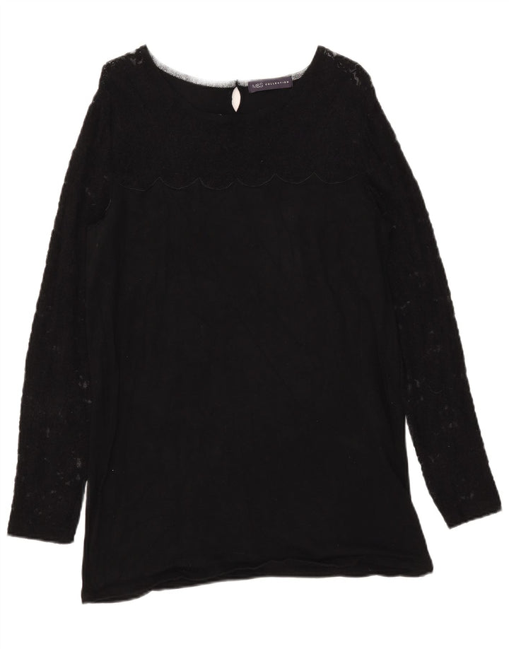 Marks & Spencer Womens Crew Neck Jumper Sweater UK 12 Medium Black