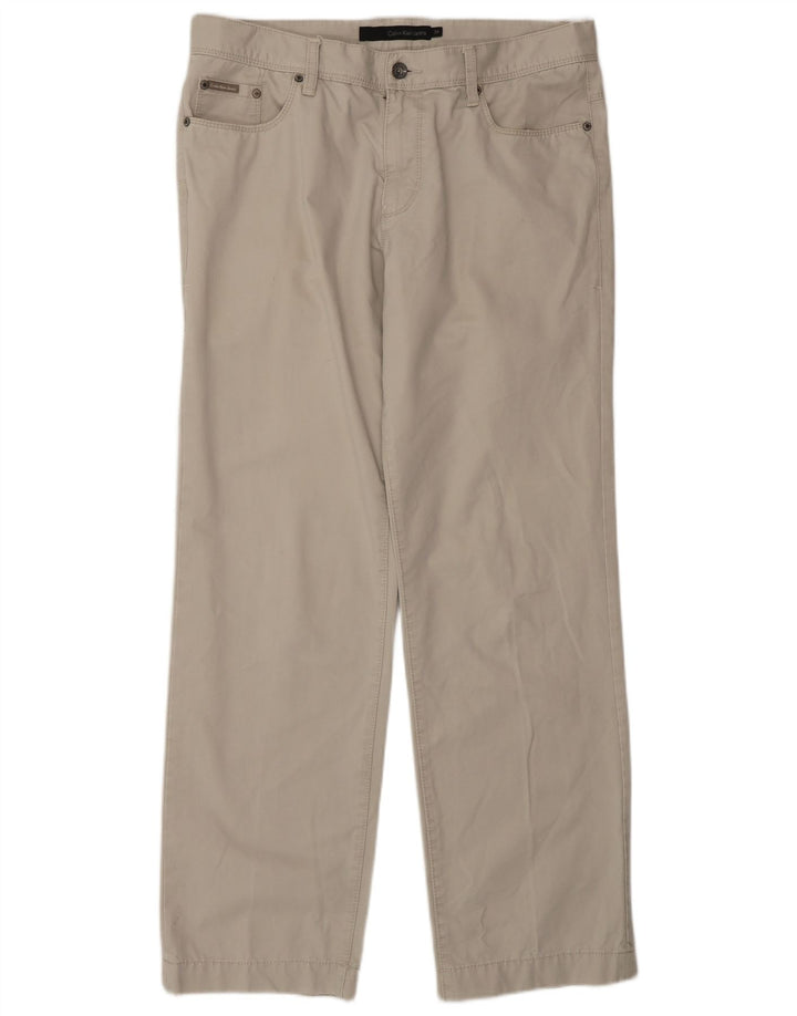 CALVIN KLEIN Mens Straight Cargo Trousers W34 L32 Grey Cotton