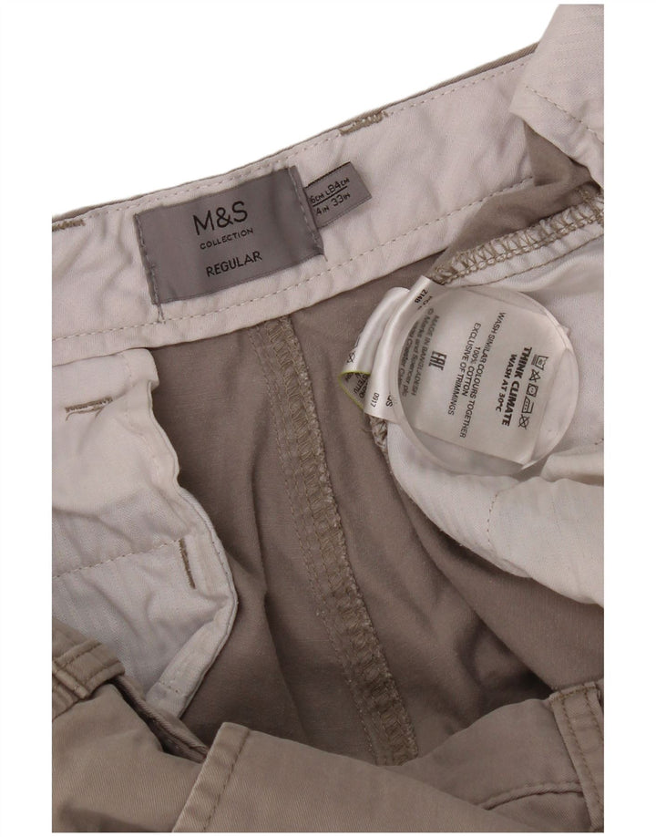 Marks & Spencer Womens Regular Chino Trousers W34 L29 Grey Cotton