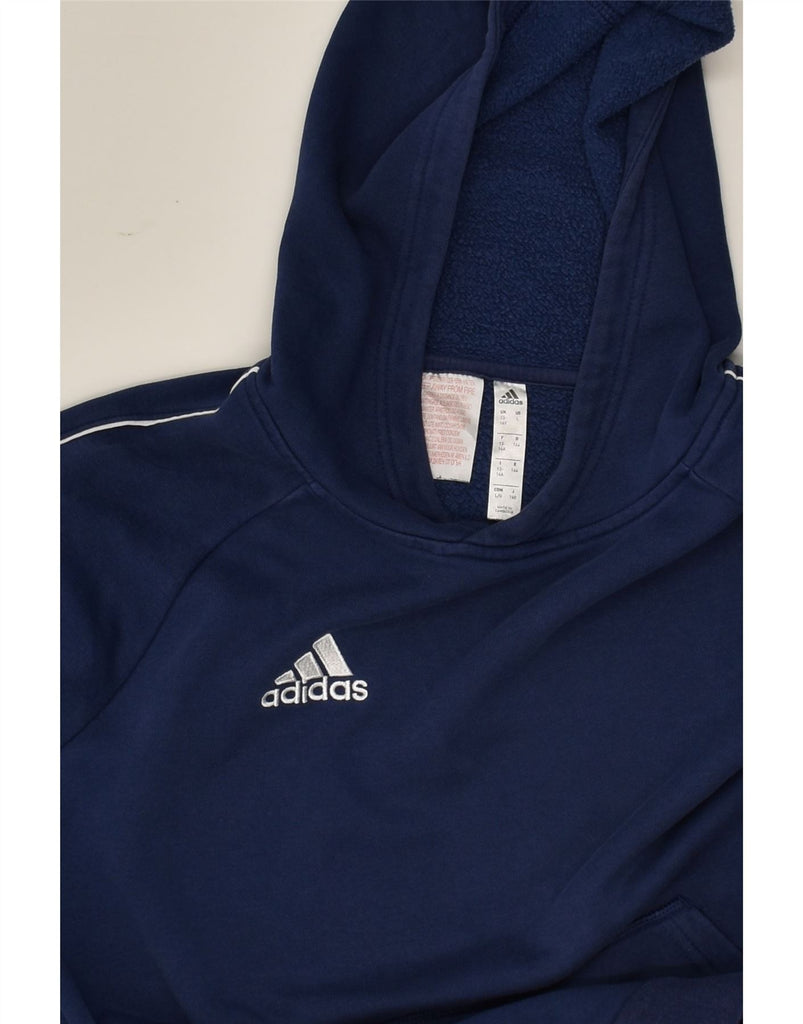 ADIDAS Boys Hoodie Jumper 13-14 Years Navy Blue Cotton | Vintage Adidas | Thrift | Second-Hand Adidas | Used Clothing | Messina Hembry 