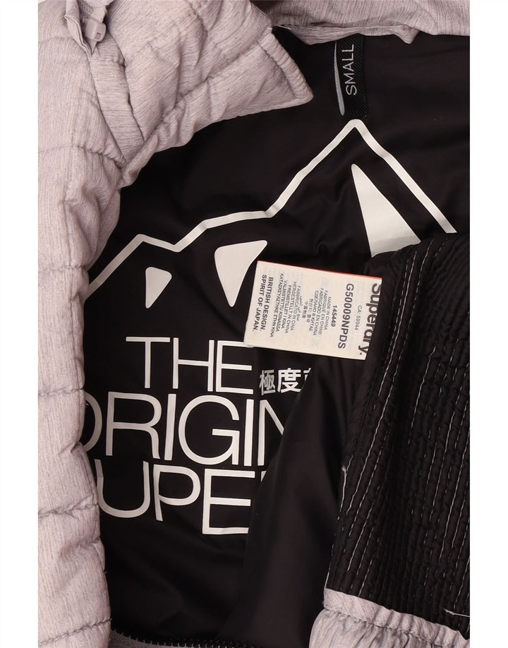 Superdry Womens Hooded Padded Jacket UK 10 Small Grey Polyester