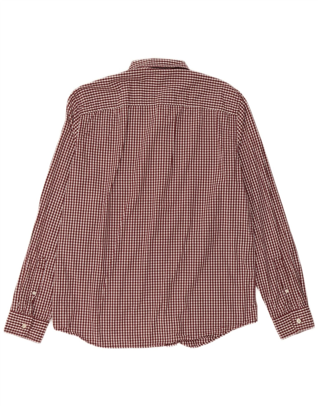 Timberland Mens Slim Fit Shirt Large Maroon Gingham Cotton