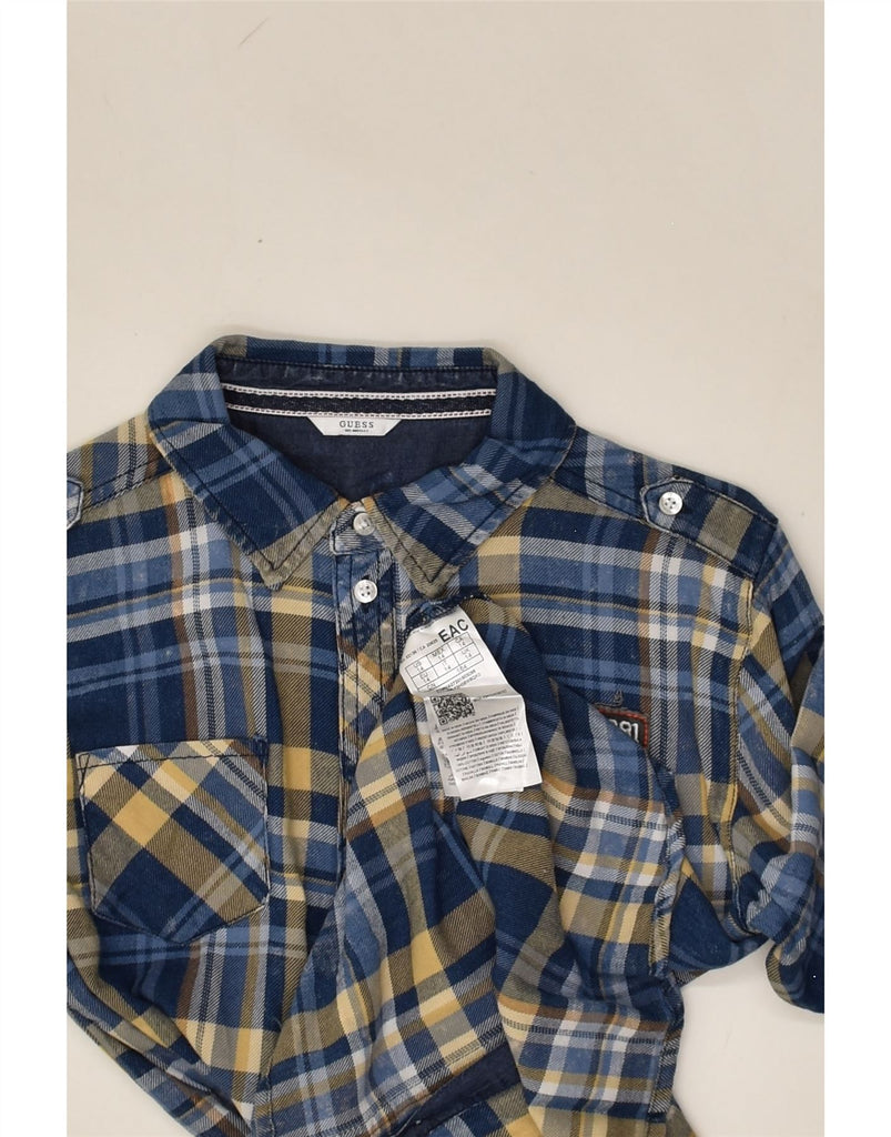 GUESS Boys Shirt 13-14 Years Navy Blue Check Cotton | Vintage Guess | Thrift | Second-Hand Guess | Used Clothing | Messina Hembry 