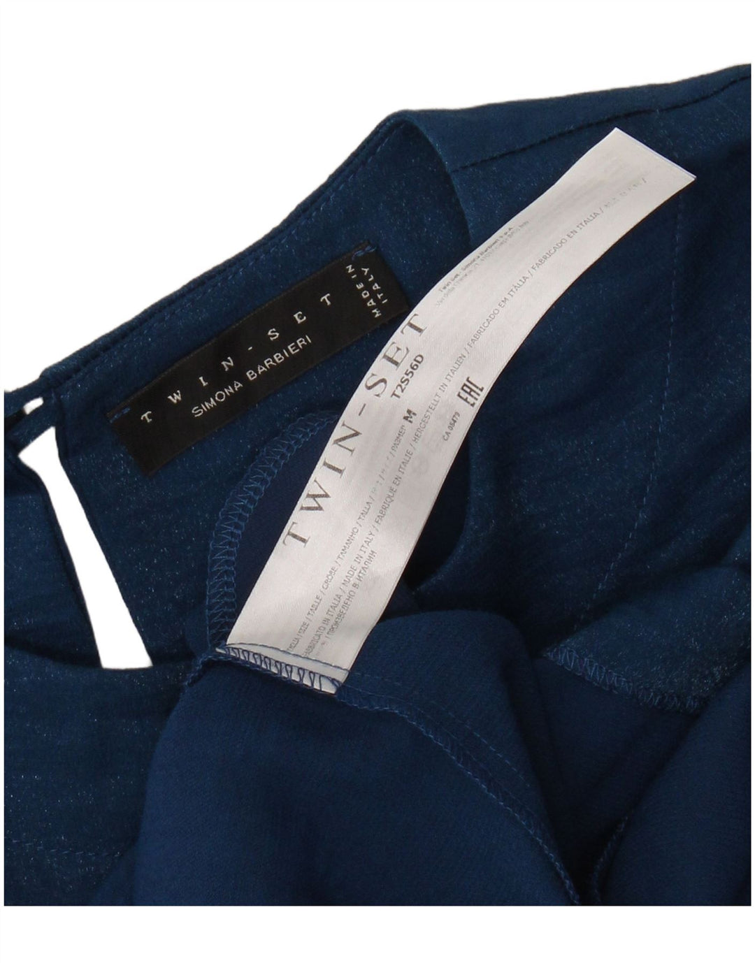 SIMONA BARBIERI Womens Twin-Set 3/4 Sleeve Sheath Dress UK 14 Medium Blue