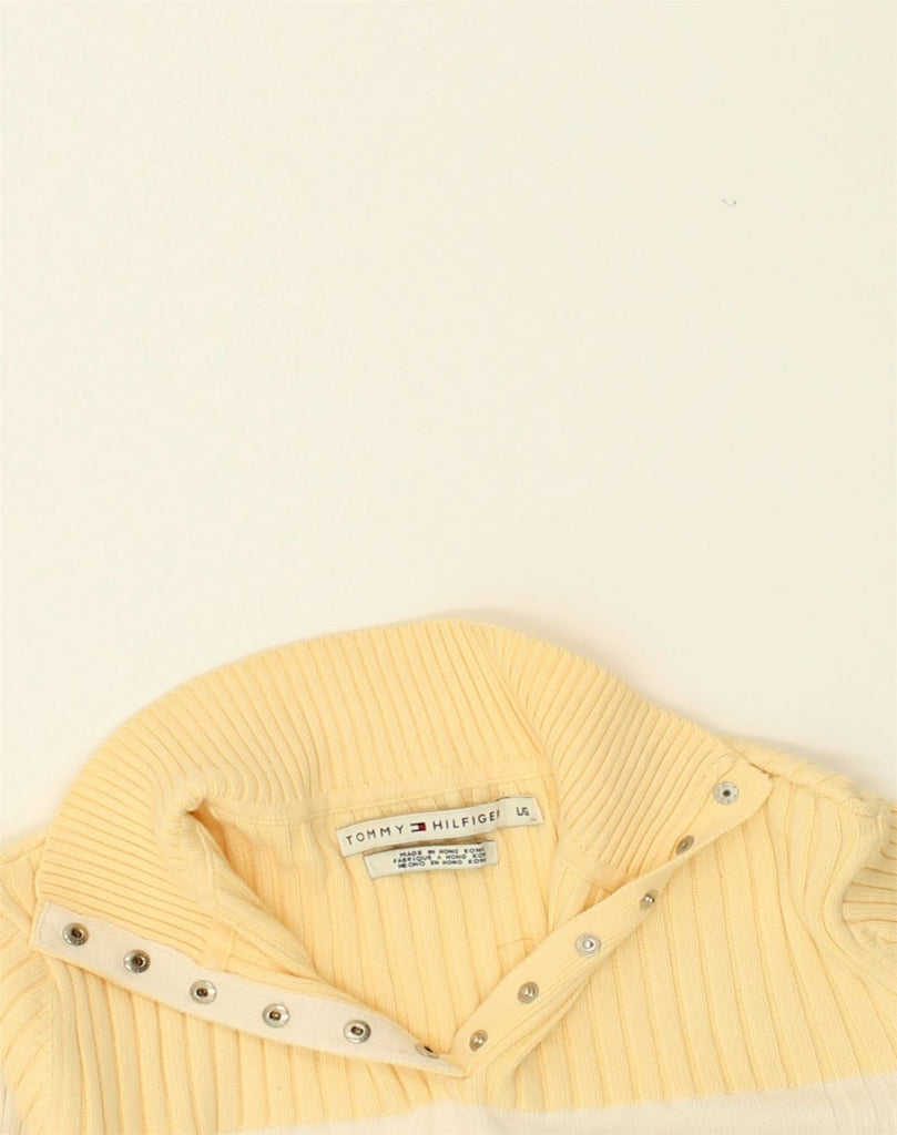 TOMMY HILFIGER Womens Button Neck Jumper Sweater UK 14 Large Yellow | Vintage Tommy Hilfiger | Thrift | Second-Hand Tommy Hilfiger | Used Clothing | Messina Hembry 