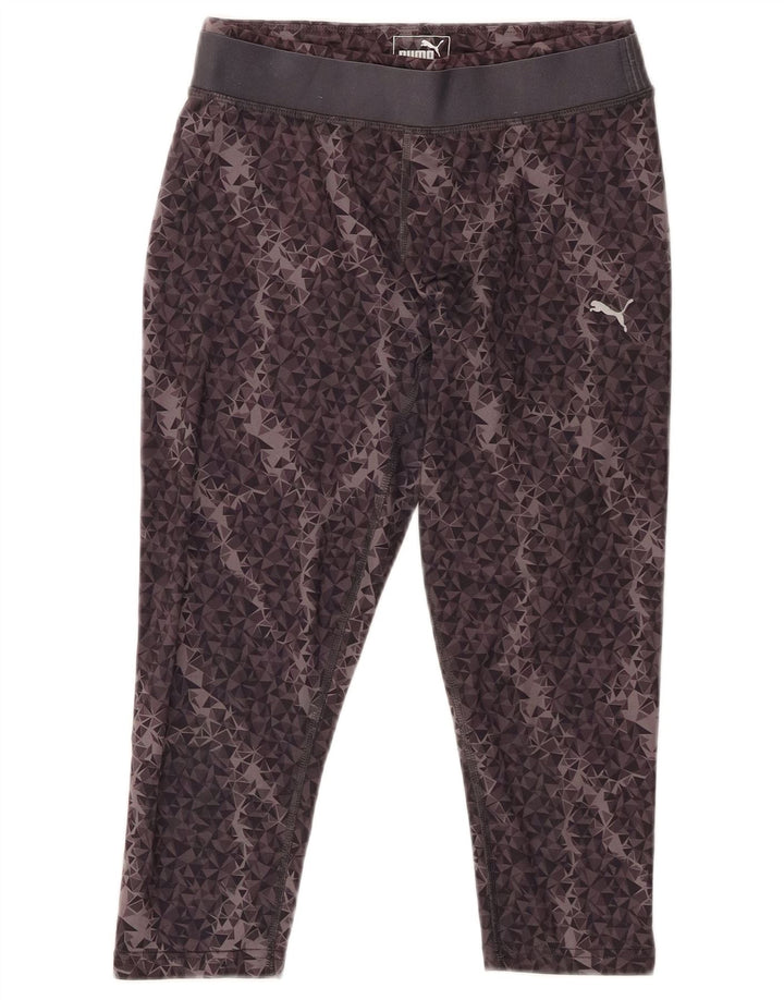 PUMA Womens Capri Leggings UK 10 Small Grey Geometric Polyester