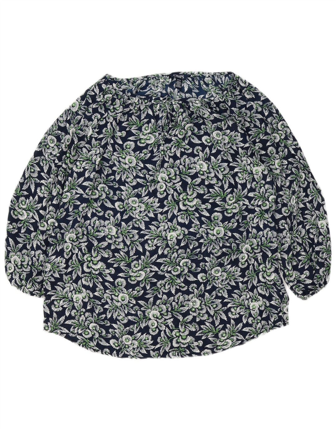 CHAPS Womens Oversized 3/4 Sleeve Blouse Top UK 10 Small Navy Blue Floral