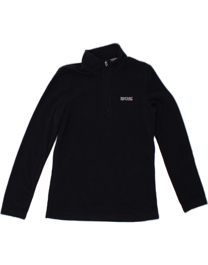 REGATTA Womens Zip Neck Fleece Jumper UK 8 Small Navy Blue Polyester Vintage Regatta and Second-Hand Regatta from Messina Hembry 