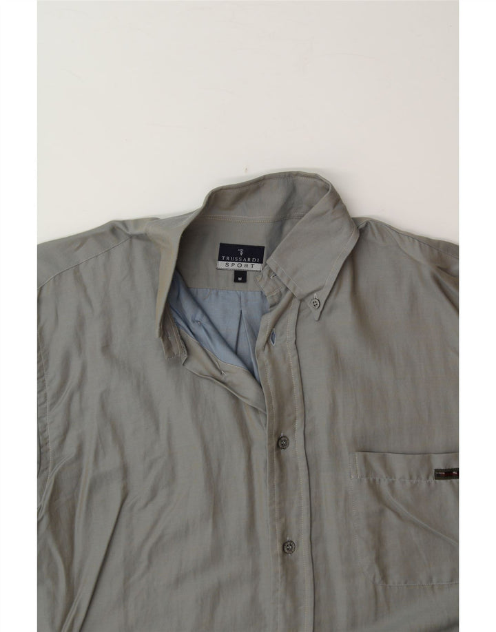 TRUSSARDI Mens Shirt Medium Grey Cotton Vintage Trussardi and Second-Hand Trussardi from Messina Hembry 