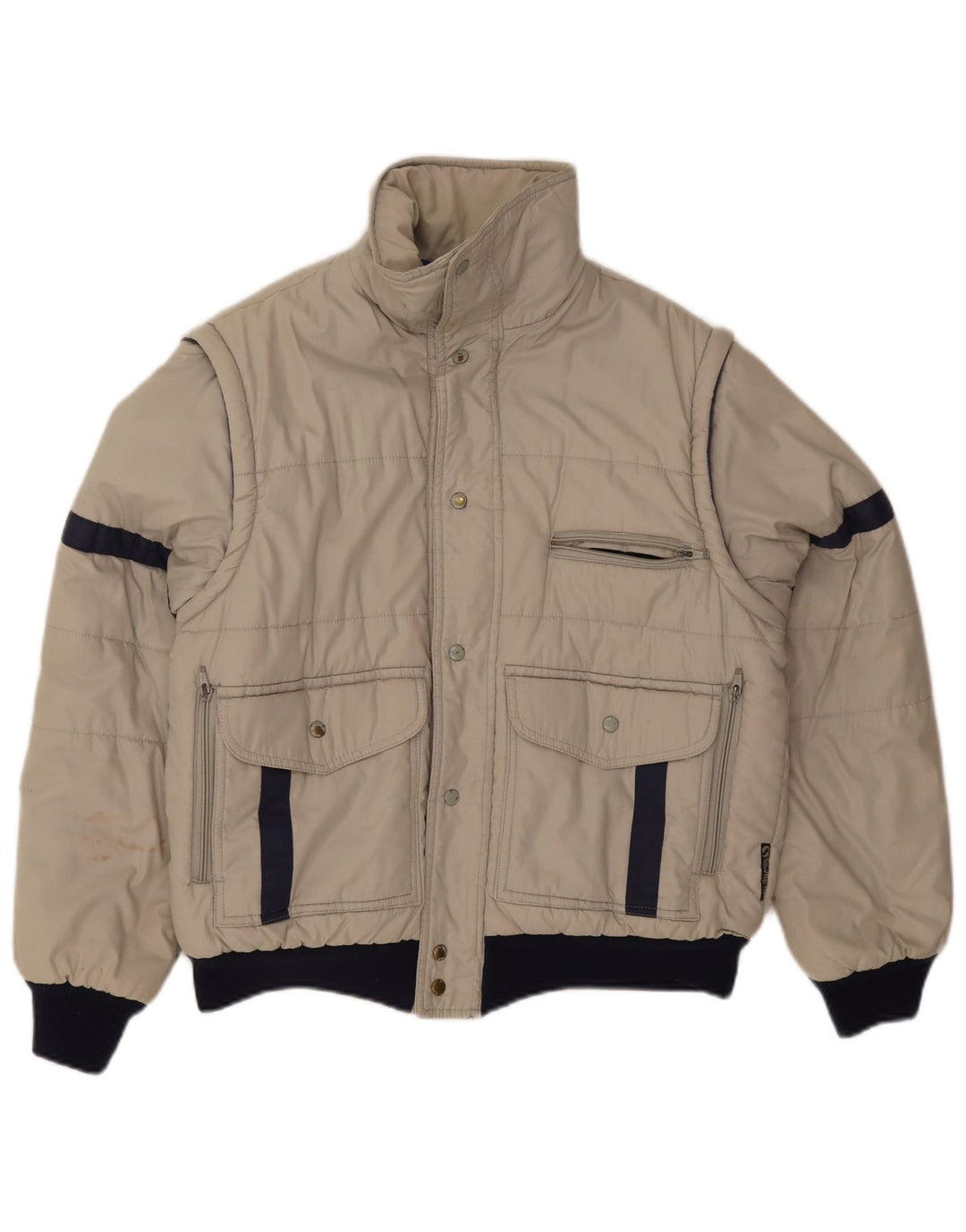 Vintage Mens Utility Jacket UK 38 Medium Grey Colourblock Polyester