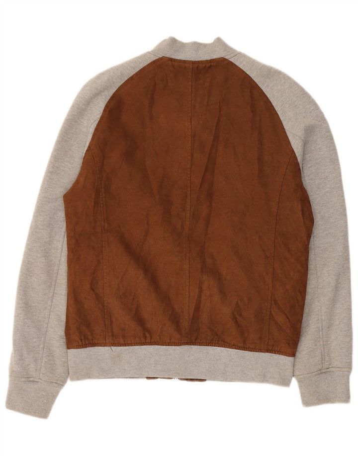 Zara Mens Tracksuit Top Jacket XL Brown Polyester