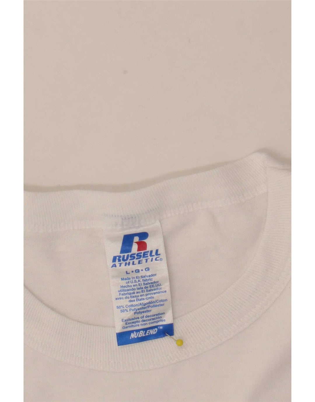 Russell Athletic Mens Graphic T-Shirt Top Large White Cotton